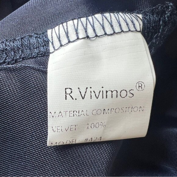 R. VIVIMOS Blue Velvet and Chiffon Jacket Duster Witchy Cloak Size Large - Picture 6 of 12